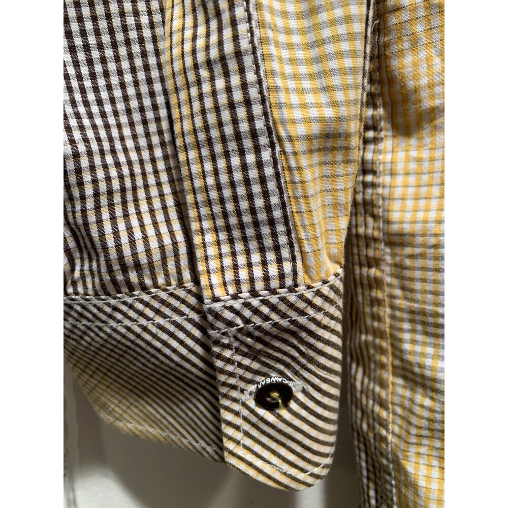 3XL Rocawear Classic Yellow/White/Brown Fade Checks Button Down Long Sleeve - Picture 13 of 16